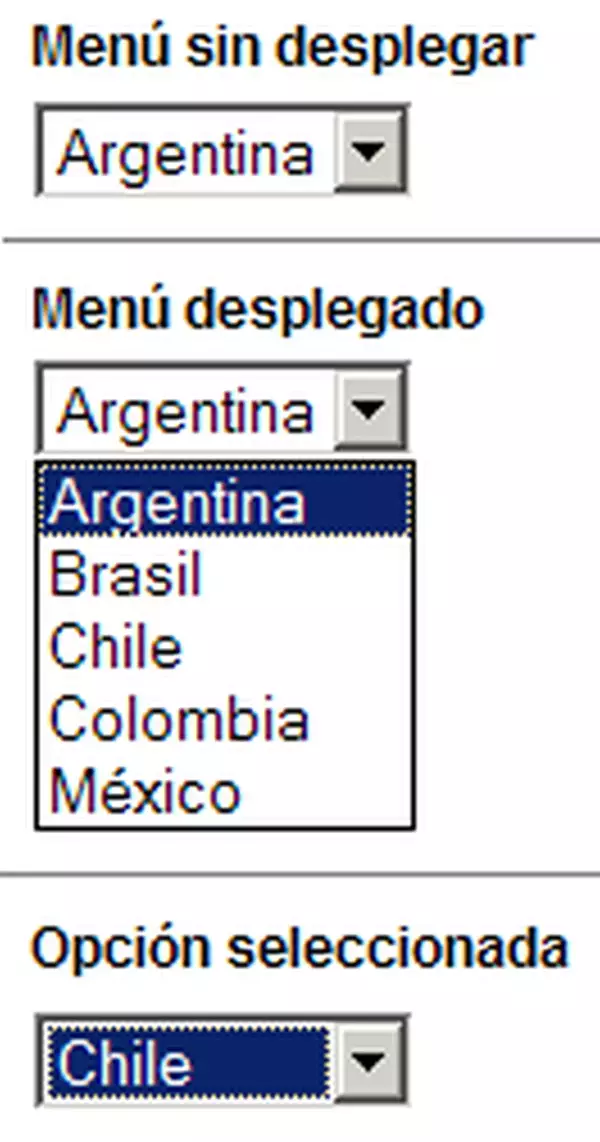 Definición de Drop-down list (interfaz)